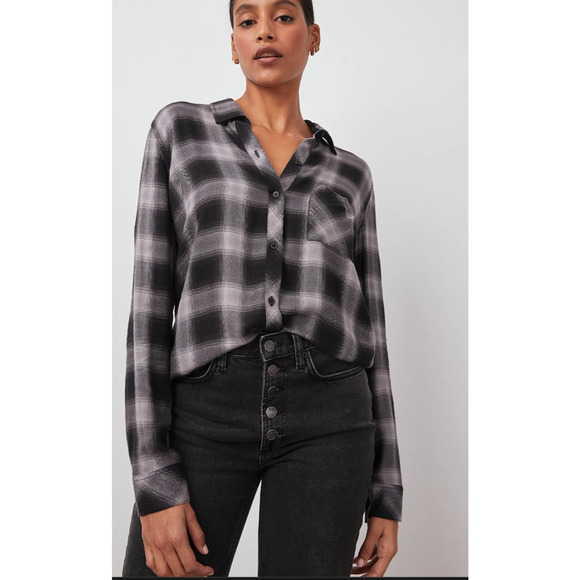 Rails Hunter Black Gray Check Button Up Shirt~M - Picture 1 of 5